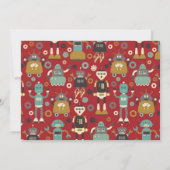 Retro Robot Party Birthday Invitation Kaart (Achterkant)