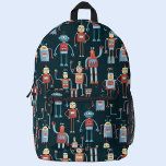Retro Robot Patroon Bedrukte Rugzak<br><div class="desc">Leuk retro jaren '50 stijl robotpatroon. Originele kunst van Nic Squirrell.</div>