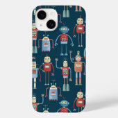 Retro Robot Pattern Dark Case-Mate iPhone Case (Achterkant)