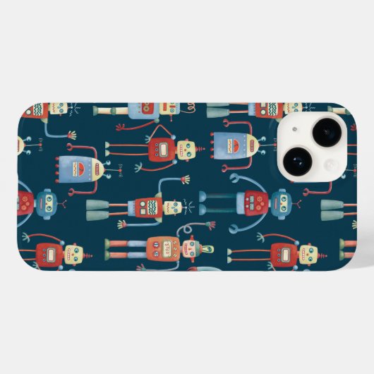 Retro Robot Pattern Dark Case-Mate iPhone Case (Achterkant (horizontaal))