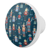  Retro Robot Pattern Donker Keramische Knop (Rechts)