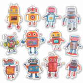 Retro Robot Rendezvous Sticker Collectie (Voorkant)