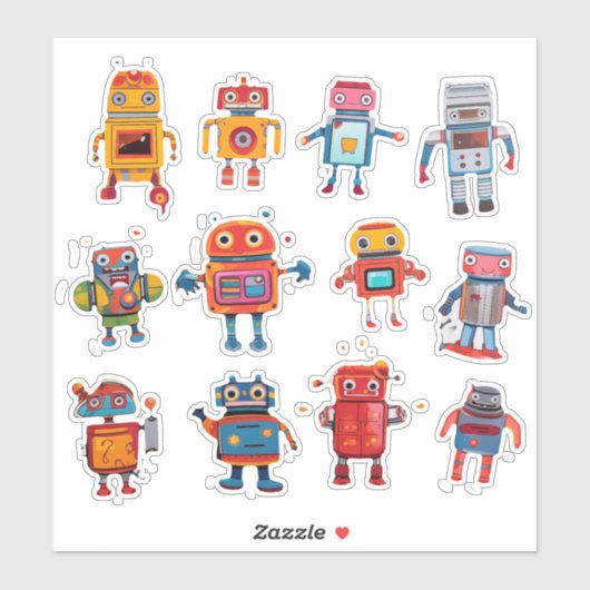 Retro Robot Rendezvous Sticker Collectie (Vel)