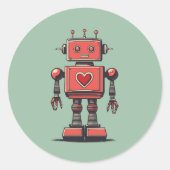 Retro Robot Ronde Sticker (Voorkant)