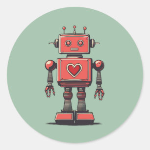 Retro Robot Ronde Sticker