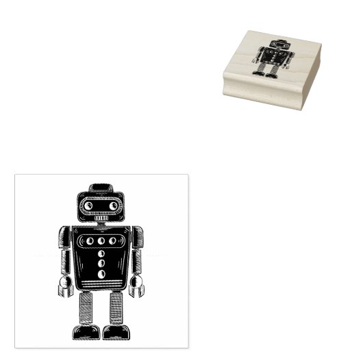 Retro Robot Rubberstempel (Gestempeld)