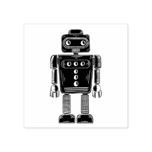 Retro Robot Rubberstempel (Afrduk)