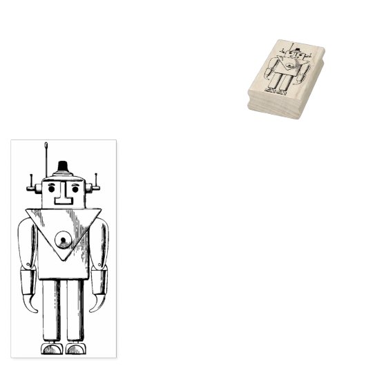 Retro Robot Rubberstempel (Gestempeld)