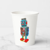 RETRO ROBOT STICKER PAPIEREN BEKERS (Voorkant)