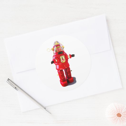 RETRO ROBOT STICKER. RONDE STICKER (Envelop)