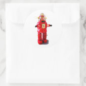 RETRO ROBOT STICKER. RONDE STICKER (Tas)