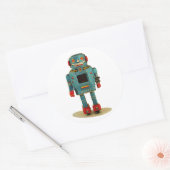 RETRO ROBOT STICKER. RONDE STICKER (Envelop)