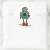 RETRO ROBOT STICKER. RONDE STICKER (Tas)