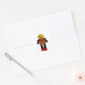 RETRO ROBOT STICKER. VIERKANTE STICKER (Envelop)