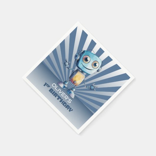 Retro Robot Thema 1e verjaardag Servet (Hoek)