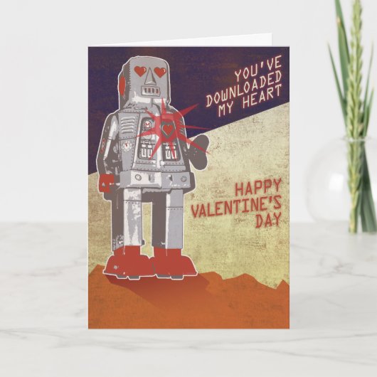 Retro Robot - u hebt Mijn Hart… Feestdagen Kaart (Voorkant)