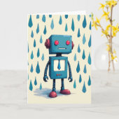 Retro Robot Vaderdagkaart Kaart (Gele Bloem)