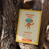 Retro Robot Verjaardag Uitnodiging