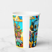 Retro Robot Verjaardagsjongen aanpasbaar Papieren Bekers (Rechts)