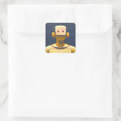 Retro Robot Vierkante Sticker (Tas)