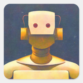 Retro Robot Vierkante Sticker