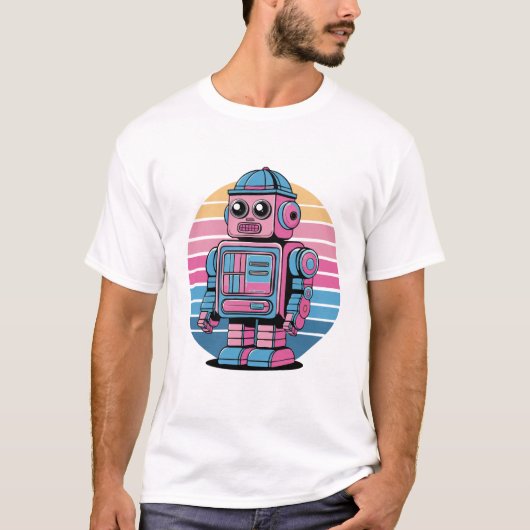 Retro Robot: Vintage Futuristic T-Shirt (Voorkant)