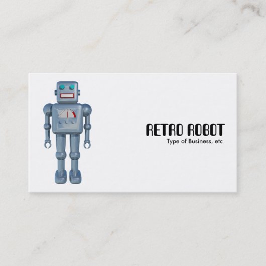Retro Robot - wit Visitekaartje (Voorkant)