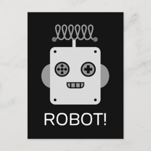 Retro Robotgezicht met Speelse Antenne Feestdagenkaart