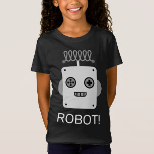 Retro robotgezicht met speelse antenne t-shirt
