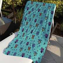 Retro Robotic Robots Colorful Blue Pattern