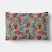 Retro Robots Blauw en Rood Patroon Etui (Voorkant)