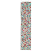 Retro Robots Blauw en Rood Patroon Korte Tafelloper (Voorkant)