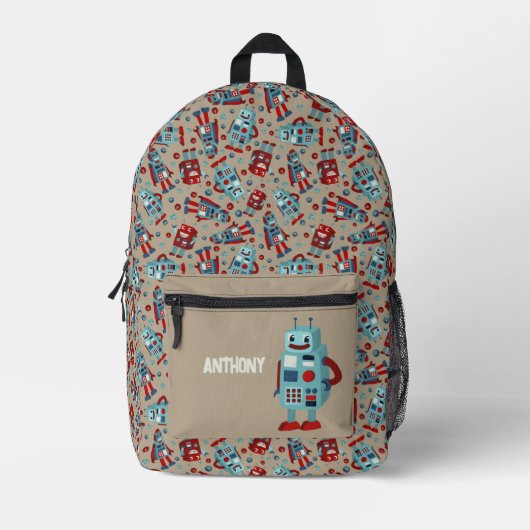 Retro robots gepersonaliseerd bedrukte rugzak (Voorkant)