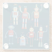Retro robots glazen onderzetter (Achterkant)