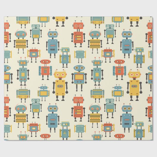 Retro Robots inpakpapier (Vlak)