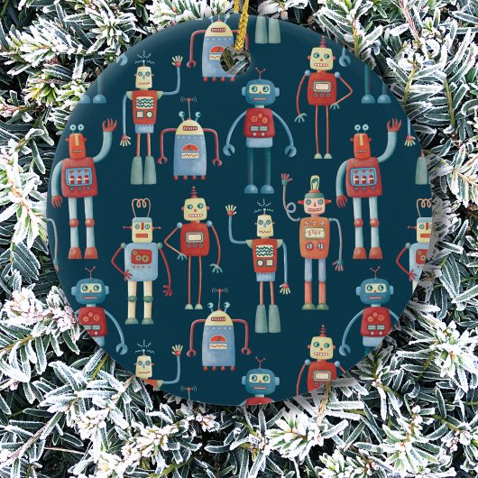 Retro robots keramisch ornament