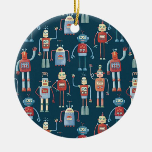 Retro robots keramisch ornament (Voorkant)