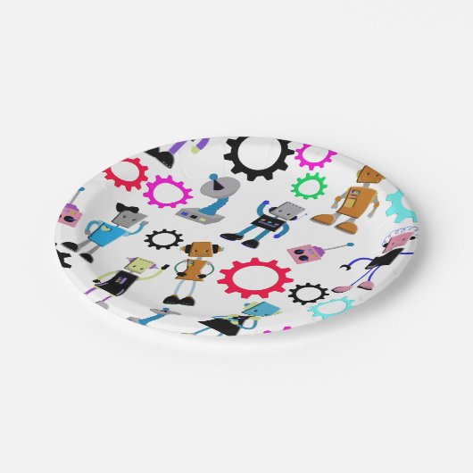 Retro Robots Papieren Bordje (Gekanteld)