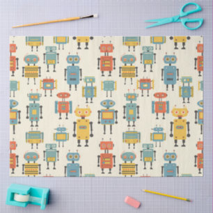 Retro Robots Vloeipapier Tissuepapier