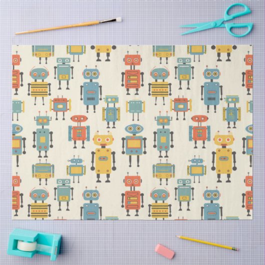 Retro Robots Vloeipapier Tissuepapier (Craft)