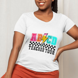 Retro Rock ABCD Lightning Bolt – Vetgedrukte kleur T-shirt