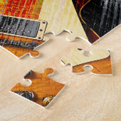 RETRO ROCK American Flag en Electric Guitar Legpuzzel (Zijkant)