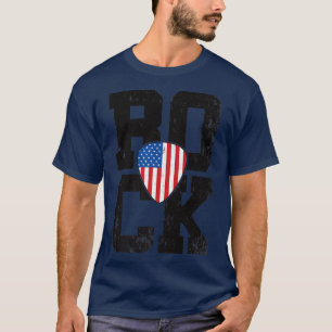 Retro Rock American Flag Guitar Pick Music T-shirt