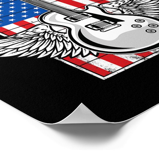 Retro Rock American Flag Guitar Player Poster (Hoek)