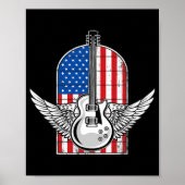 Retro Rock American Flag Guitar Player Poster (Voorkant)
