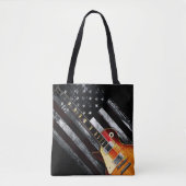 RETRO ROCK  Electric Guitar American Flag Tote Bag (Voorkant)