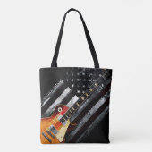 RETRO ROCK  Electric Guitar American Flag Tote Bag (Achterkant)