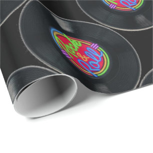 Retro Rock en Roll Vinyl Cadeaupapier