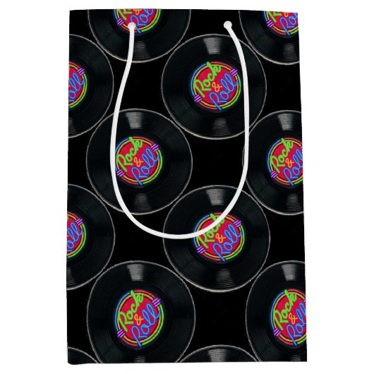 Retro Rock en Roll Vinyl Medium Cadeauzakje (Voorkant)