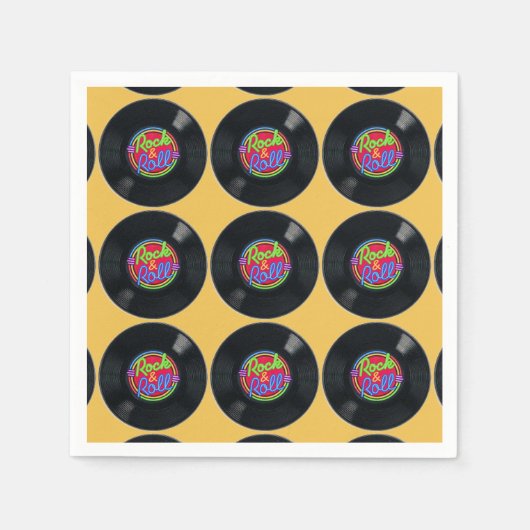 Retro Rock en Roll Vinyl Pattern Napkins Servet (Voorkant)